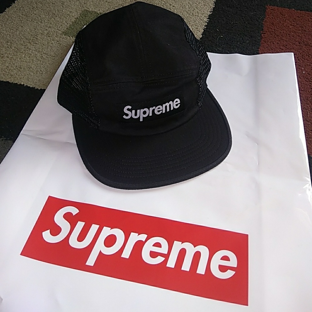 Supreme Black Mesh Side Panel Camp Cap
